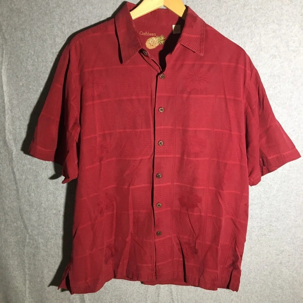 Mens Caribbean Button Down Shirt Hawaiian Tropical Tourist Vacation Beach Floral
